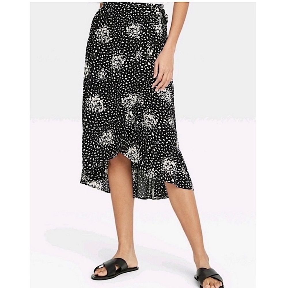 Knox Rose floral faux wrap midi skirt NWT